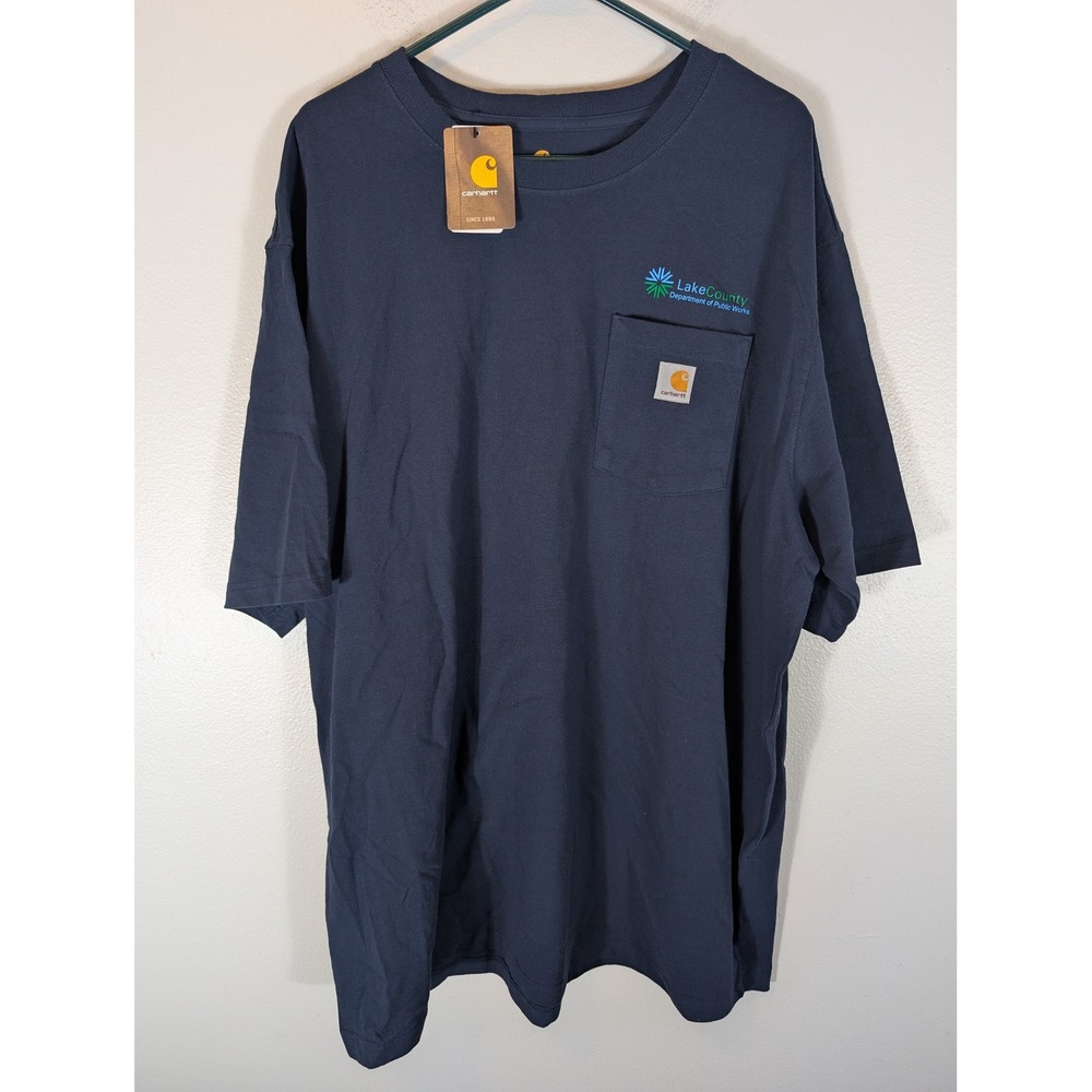 Carhartt K87 Mens 2XLT Navy Pocket T-Shirt NWT All Are Embroidered Same Logo